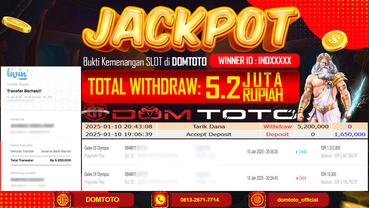 JACKPOT SLOT GATES OF OLYMPUS 1000 10 JANUARI 2025